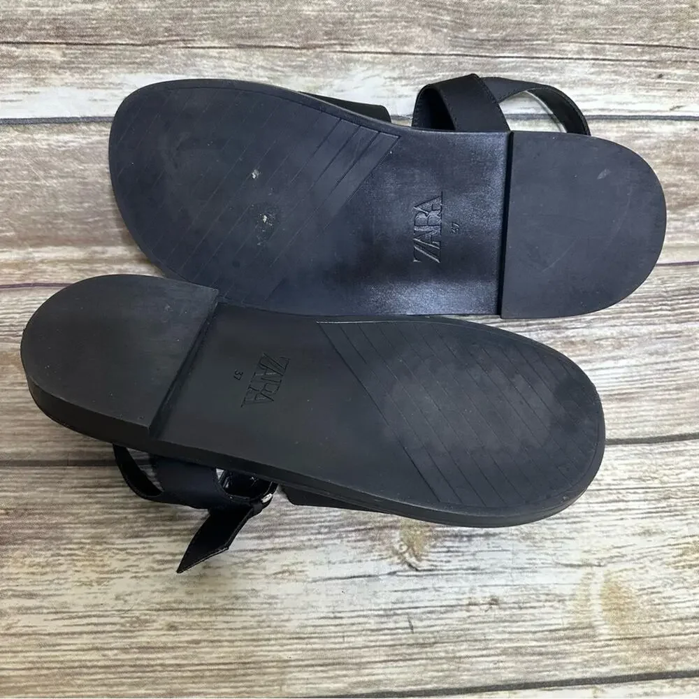 Zara 7.5 black strappy fisherman sandals - Picture 10 of 11